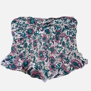 Free People Floral Smocked Blouse - Pink, Green, White